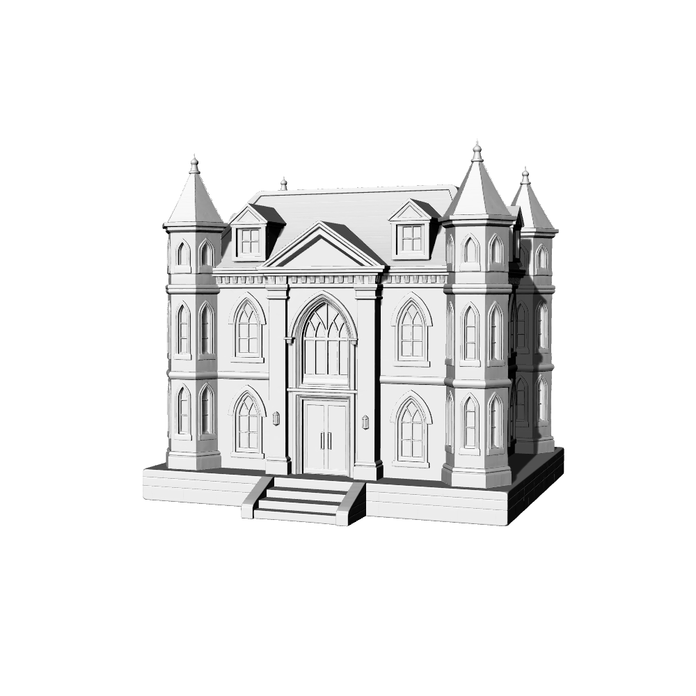 MRY-SFW LYTB477B Miniature Scene Building Model American Victorian Style Corner Conical Tower Commercial Building
