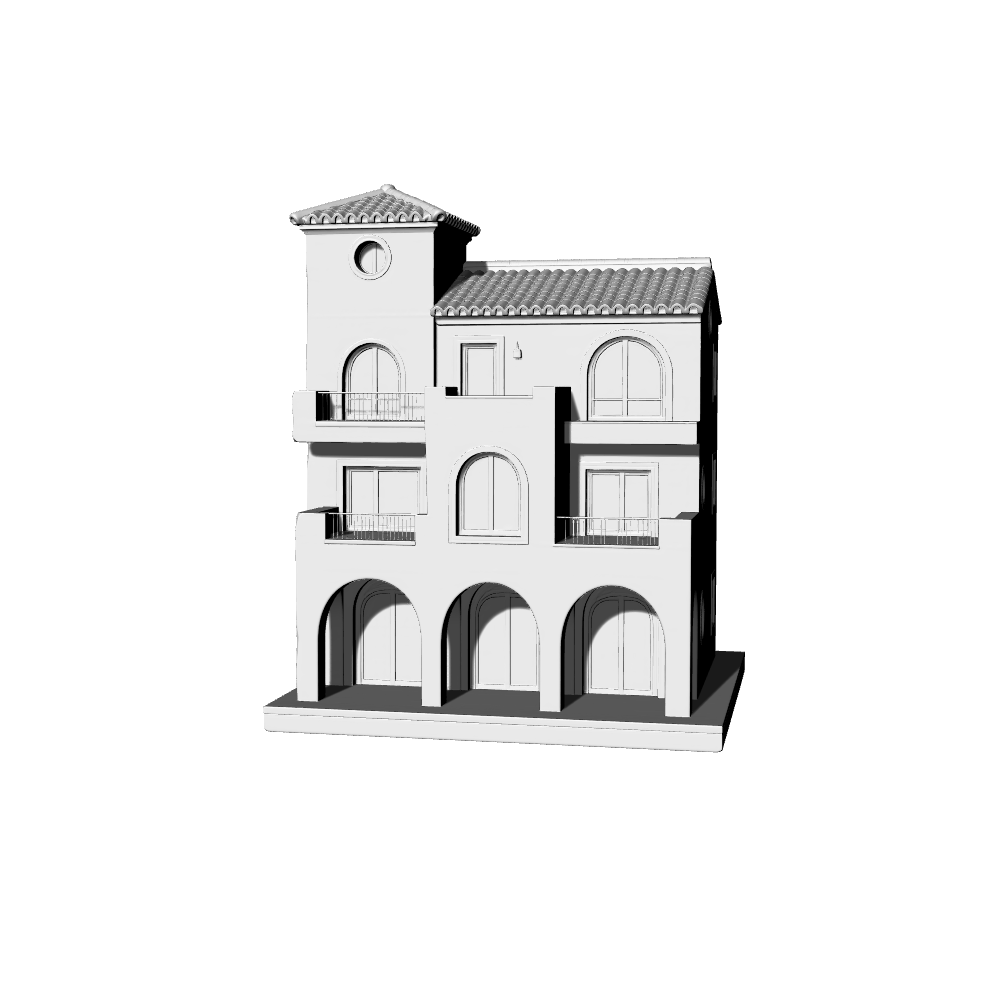 MRY-SFW LYTB478A Miniature Scene Building Model Mediterranean Southern European Style Town Model Building
