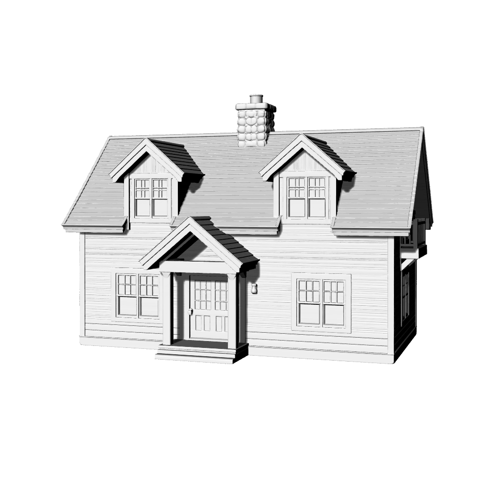 MRY-SFW LYTB479A Miniature Scene Building Model American Country Cape Cod Style Two Story Single Family Residential Building