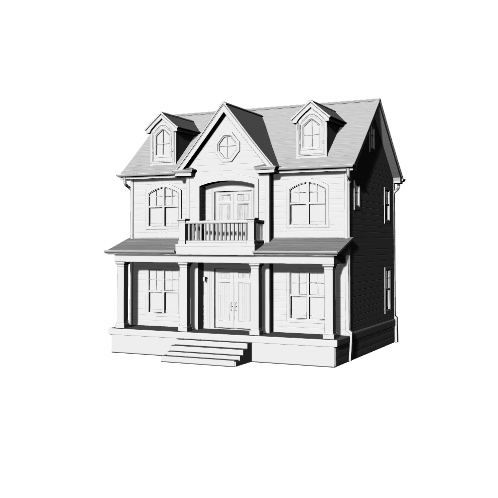 MRY-SFW LYTB483B Miniature Scene Building Model American Colonial Revival Style Pastoral Villa Building