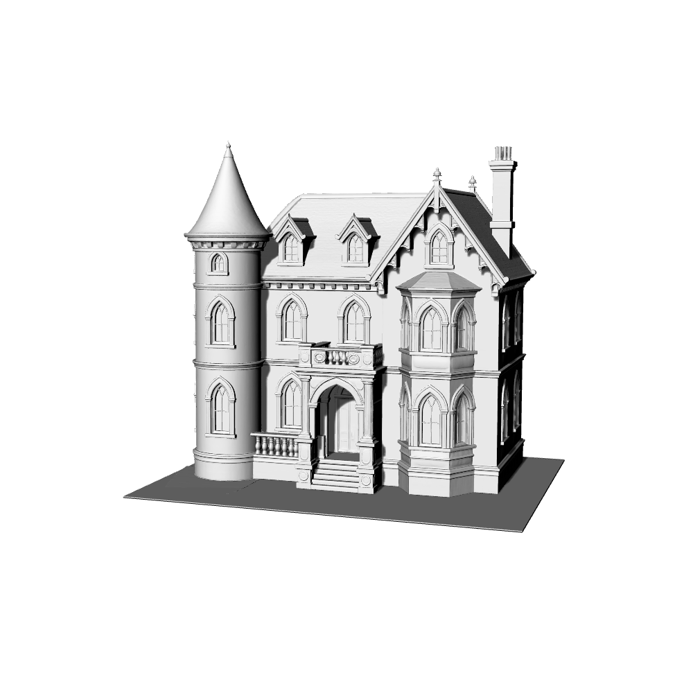 MRY-SFW LYTB484A Miniature Scene Building Model Gothic Revival Victorian Style Single Luxury Villa Building