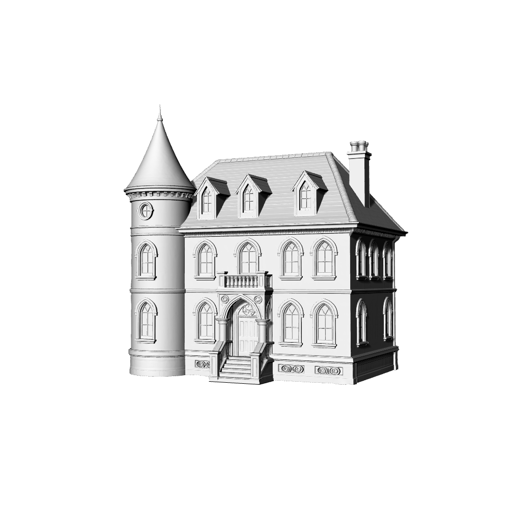 MRY-SFW LYTB484B Miniature Scene Building Model Gothic Revival Victorian Style Single Luxury Villa Building
