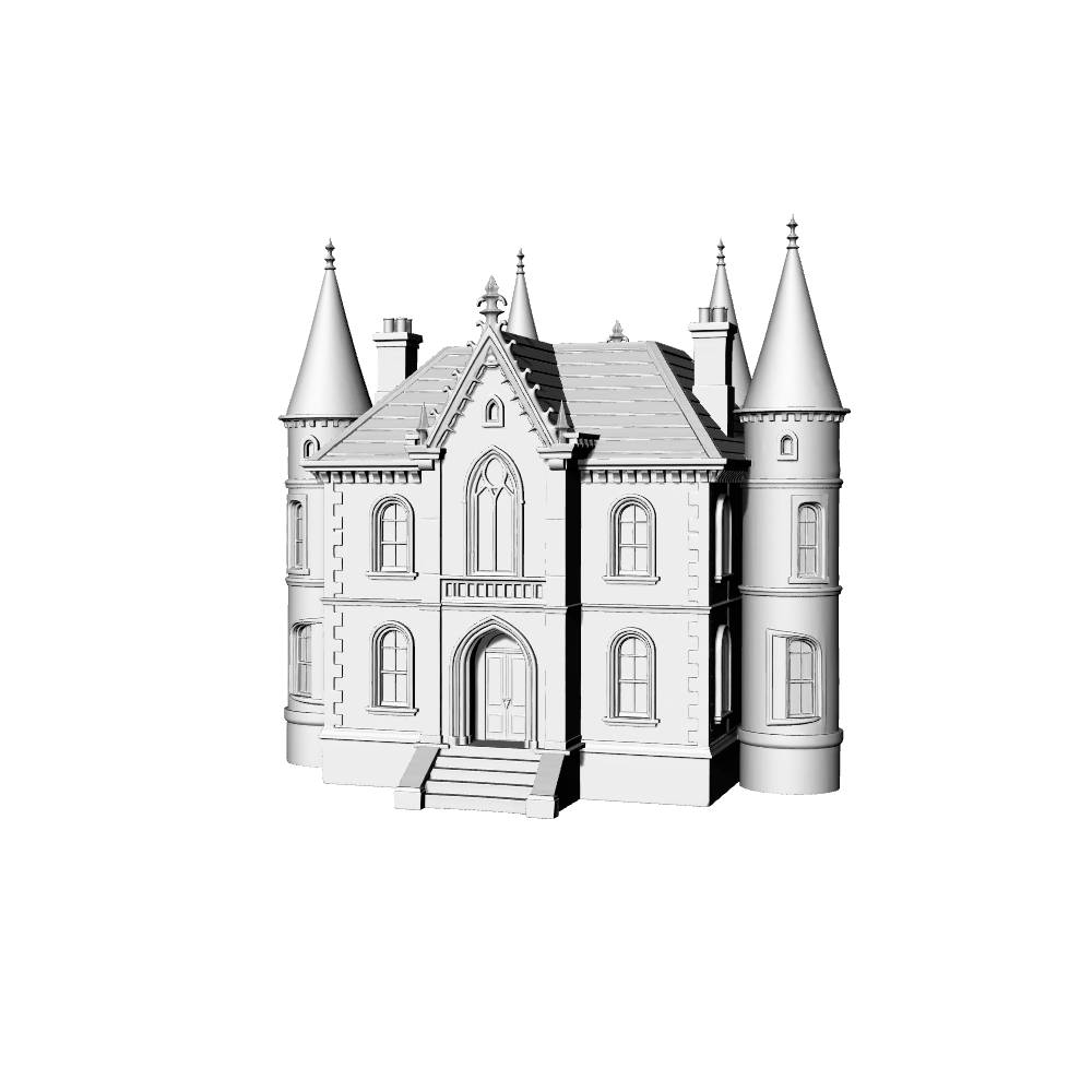 MRY-SFW LYTB484C Miniature Scene Building Model Gothic Revival Victorian Style Single Luxury Villa Building