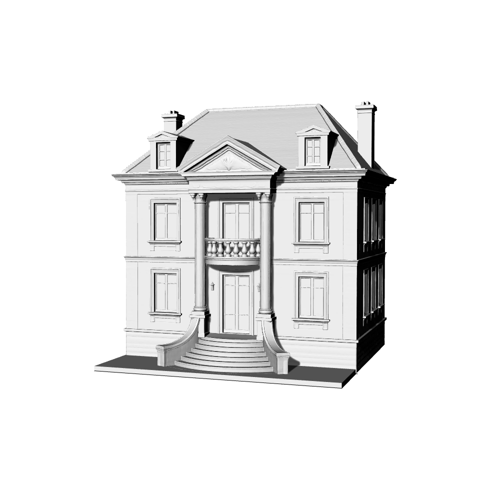 MRY-SFW LYTB486 Miniature Scene Building Model French Neoclassical Style Single Three Story Luxury Villa Building