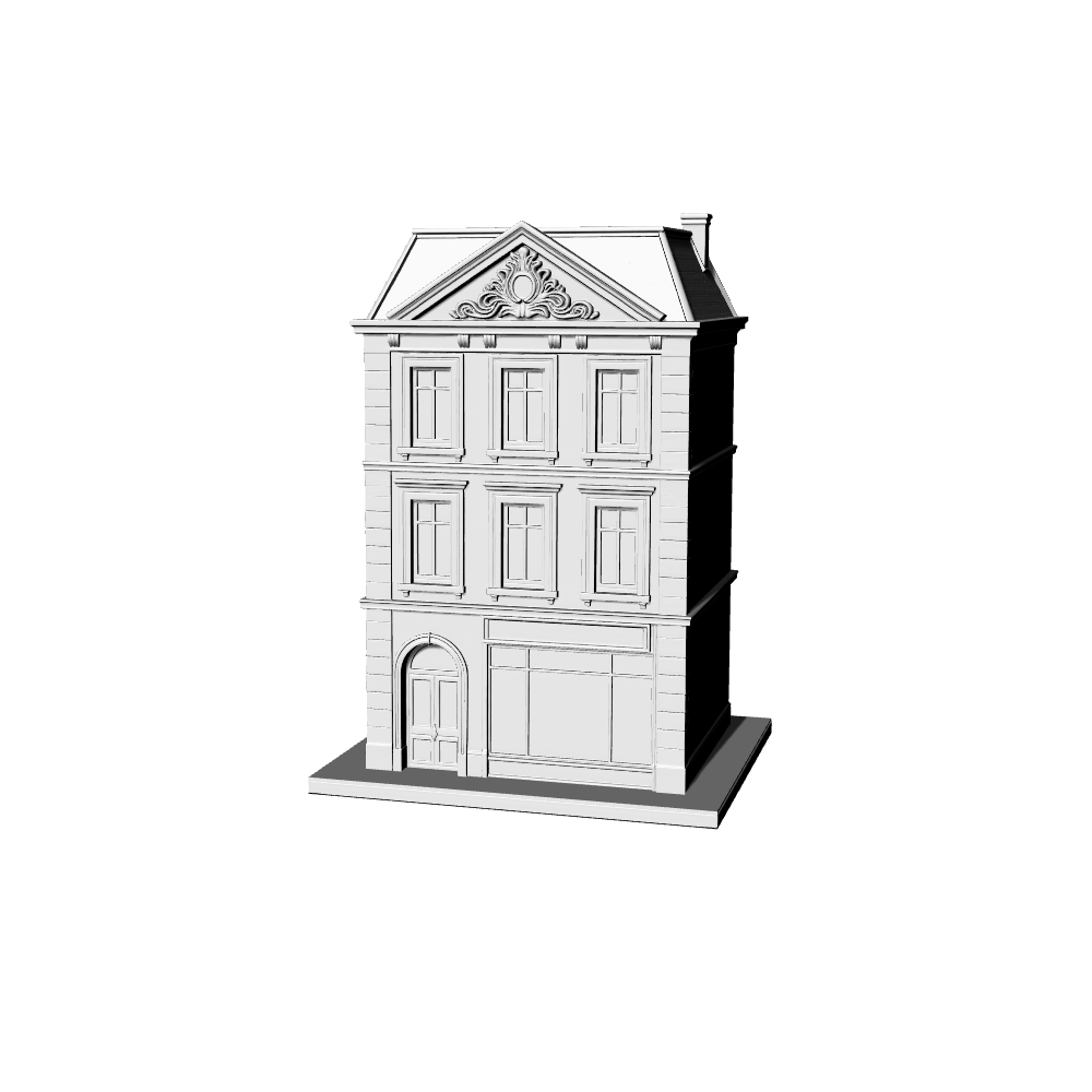 MRY-SFW LYTB488B Miniature Scene Building Model French Classical Style Street Front Townhouse Building