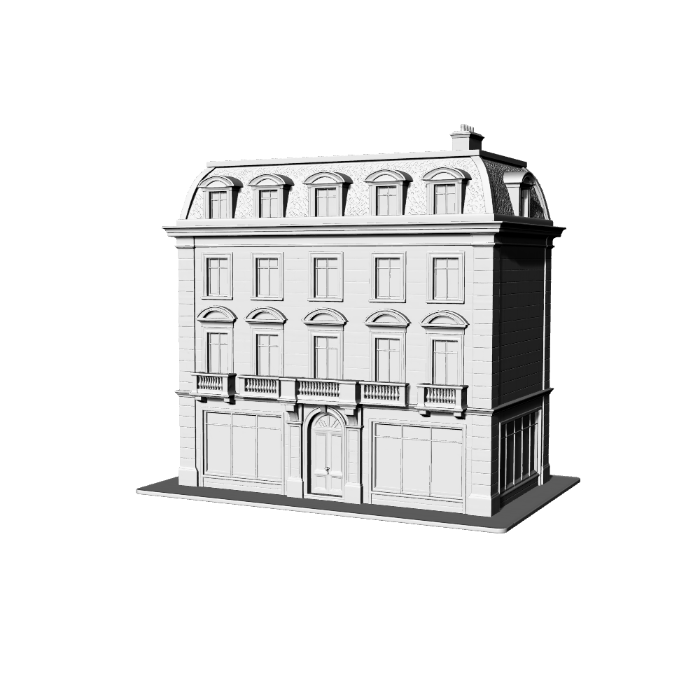 MRY-SFW LYTB488D Miniature Scene Building Model French Classical Style Street Front Townhouse Building