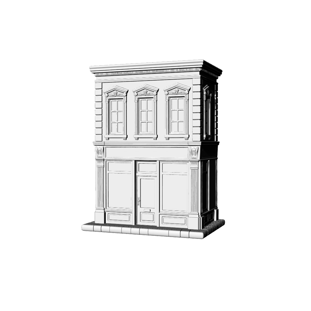 MRY-SFW LYTB488G Miniature Scene Building Model French Classical Style Street Front Townhouse Building