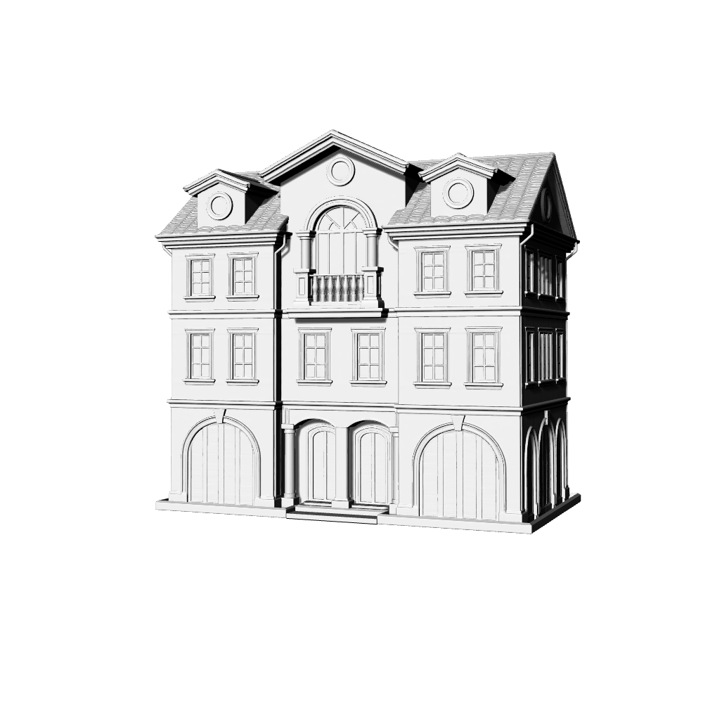 MRY-SFW LYTB499A Miniature Scene Building Model Tuscan Mediterranean Style Single Residential Townhouse Building