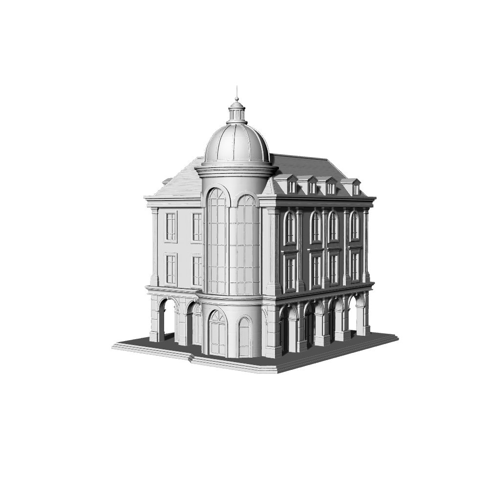 MRY-SFW LYTB502A Miniature Scene Building Model European Neoclassical Corner Building 3D Printing Model