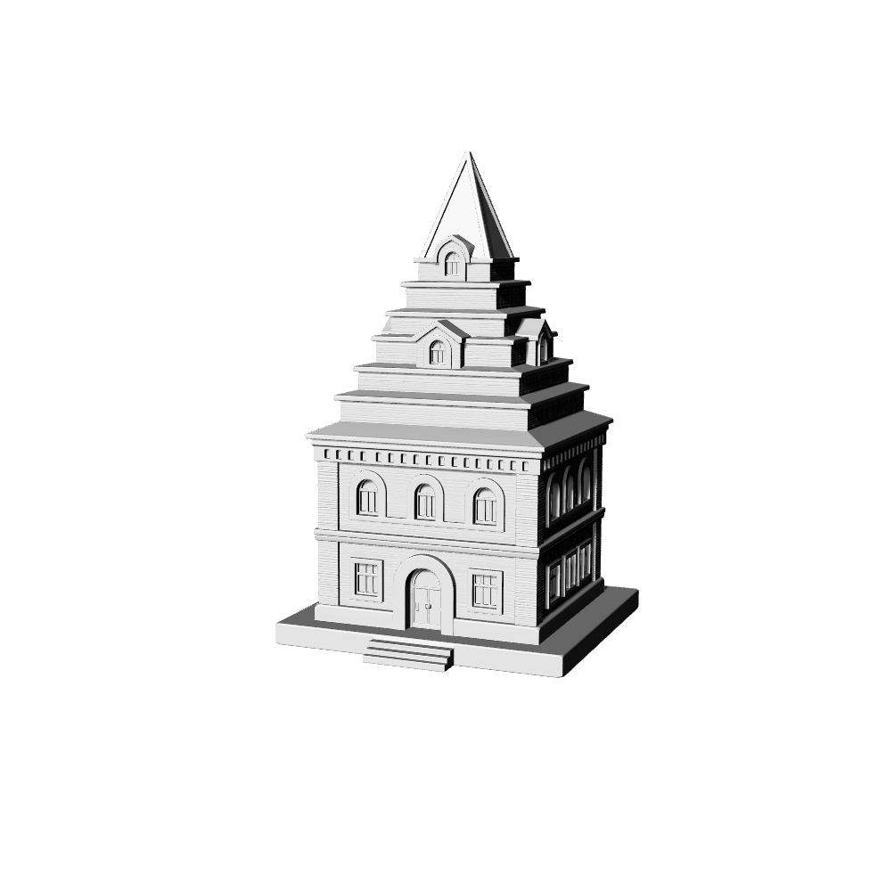 MRY-SFW LYTB503A Miniature Scene Building Model European Neoclassical Spire Tower Public Building 3D Printing Model
