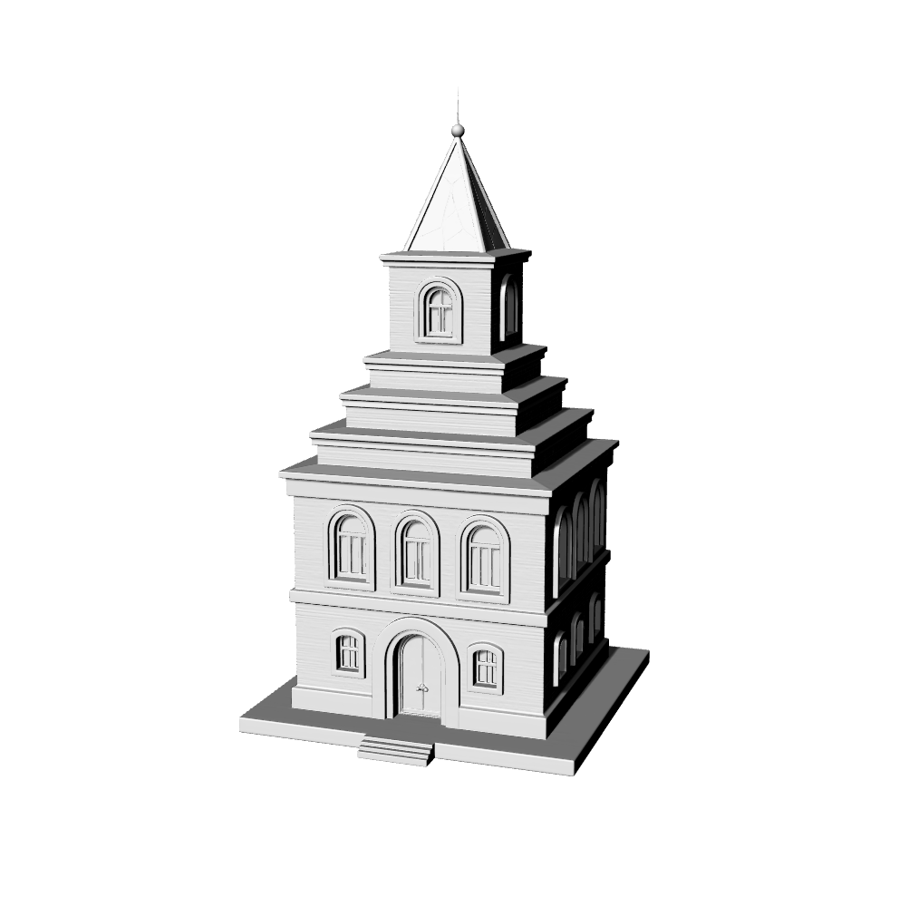 MRY-SFW LYTB503B Miniature Scene Building Model European Neoclassical Spire Tower Public Building 3D Printing Model