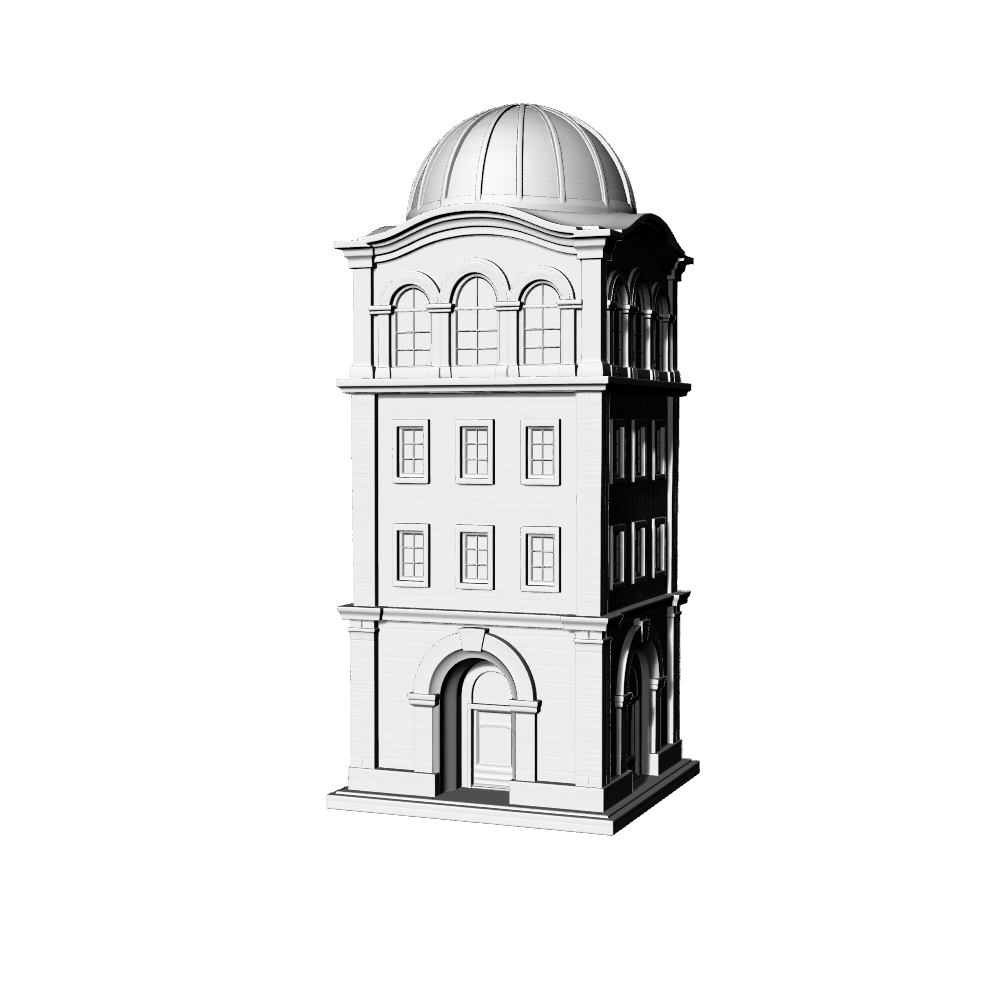 MRY-SFW LYTB517C Miniature Scene Building Model European Neoclassical Spire Tower Public Building 3D Printing Model