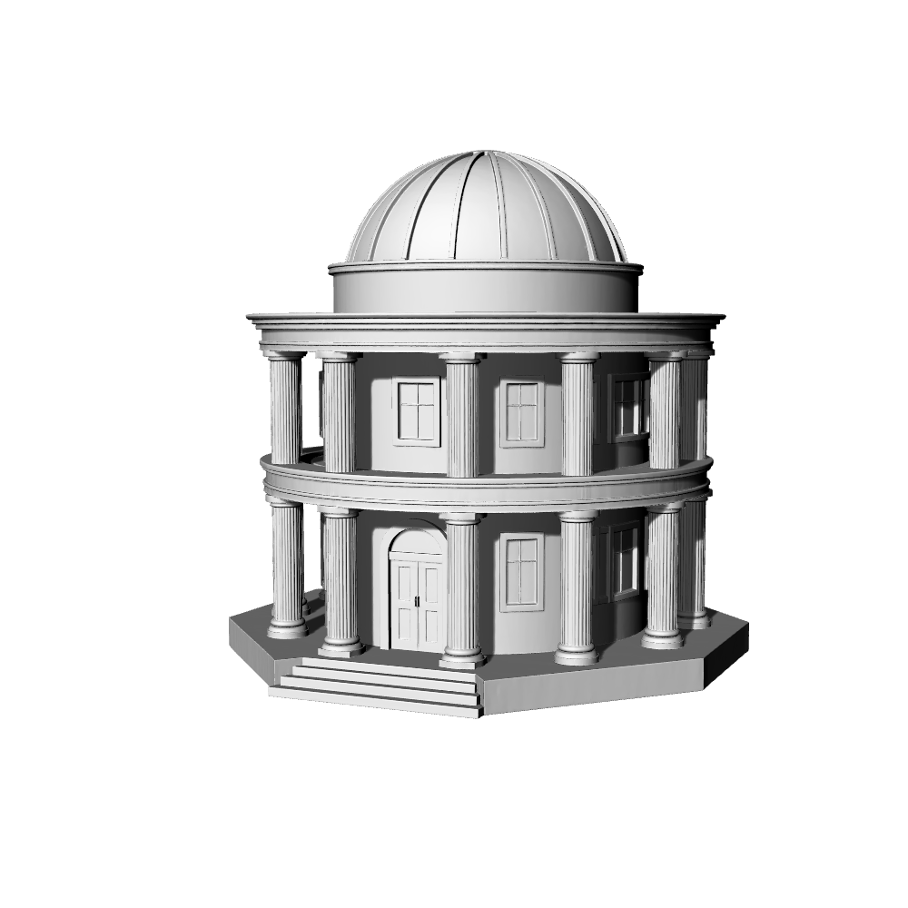 MRY-SFW LYTB521B Miniature Scene Building Model Neoclassical Circular Dome Building Palladian Temple Ornament 3D Printed Model