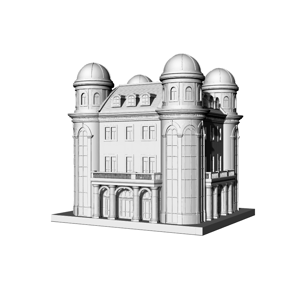 MRY-SFW LYTB522A Miniature Scene Building Model French Dome Mansion Classical Castle Style Ornament 3D Printed Model