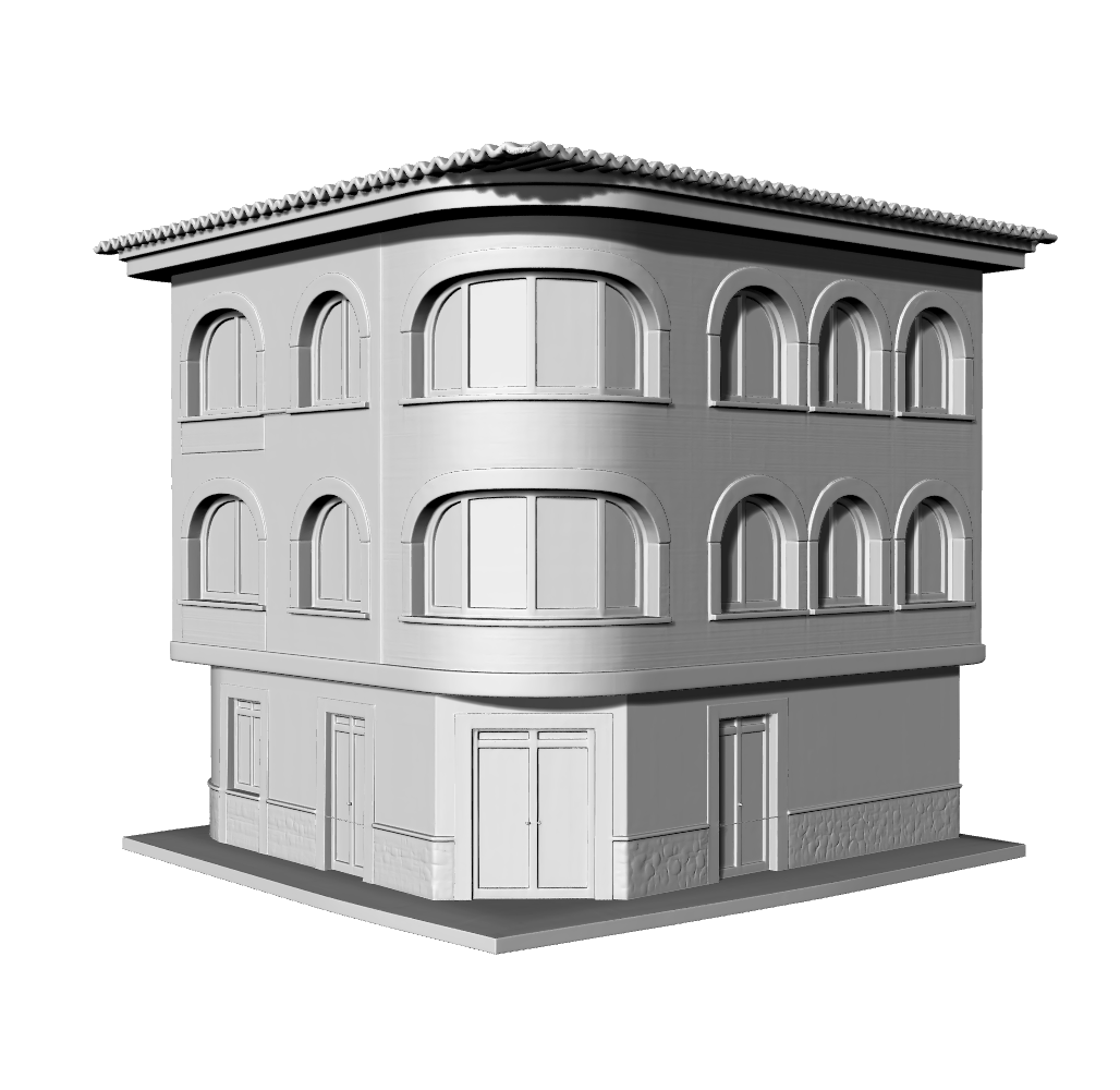 MRY-SFW LYTB527 Miniature Scene Building Model European Corner Arch Window Building Corner Building Ornament 3D Printed Model