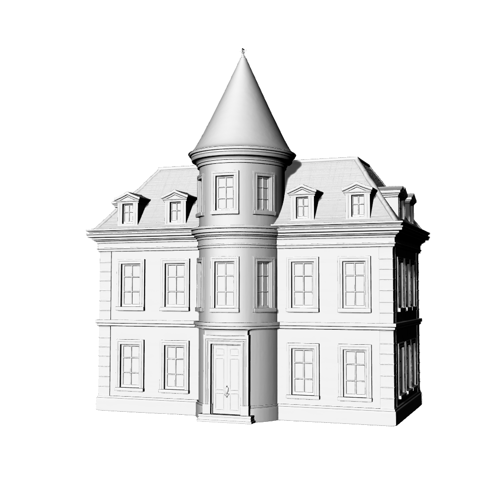 MRY-SFW LYTB531B Miniature Scene Building Model French Mansard Roof Apartment Paris Classical Urban Building Ornament 3D Printed Model