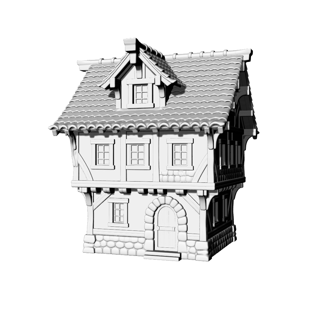 MRY-SFW LYTB536C Miniature Scene Building Model European Medieval Tudor Style Half Timbered Detached Residence 3D Printed Model