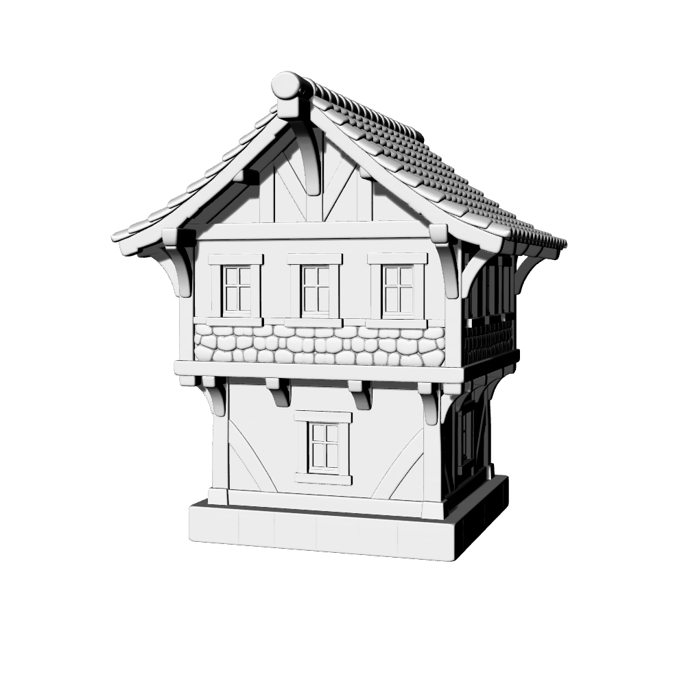 MRY-SFW LYTB536E Miniature Scene Building Model European Medieval Tudor Style Half Timbered Detached Residence 3D Printed Model