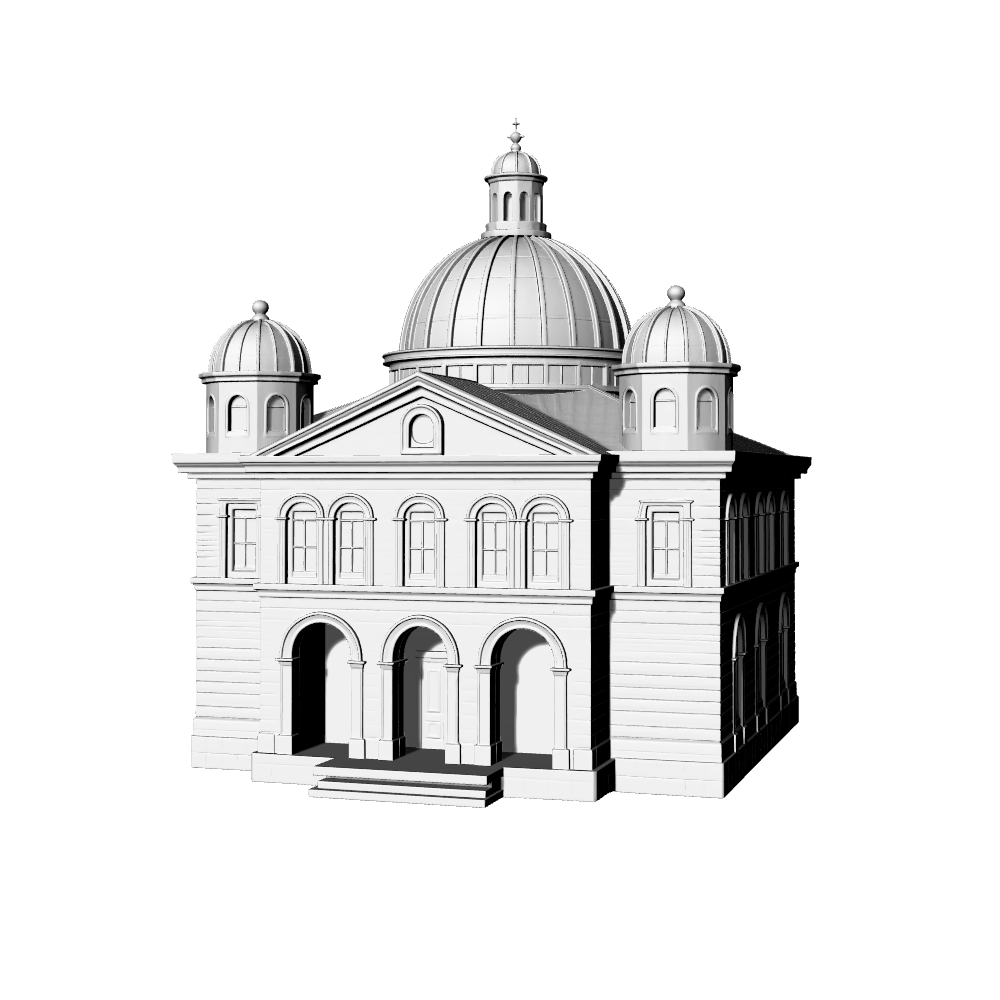 MRY-SFW LYTB537C Miniature Scene Building Model European Classical Dome Baroque Style Symmetrical Public Building Sand Table Scene 3D Printed Model