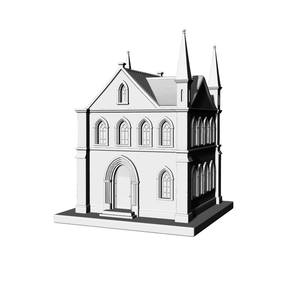 MRY-SFW LYTB539A Miniature Scene Building Model European Medieval Style Gothic Church Sand Table Scene Building 3D Printed Model