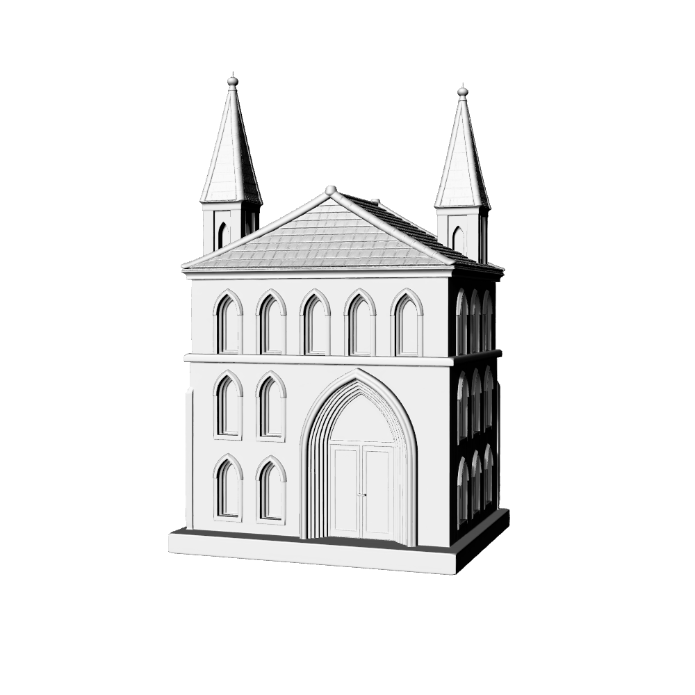 MRY-SFW LYTB539B Miniature Scene Building Model European Medieval Style Gothic Church Sand Table Scene Building 3D Printed Model
