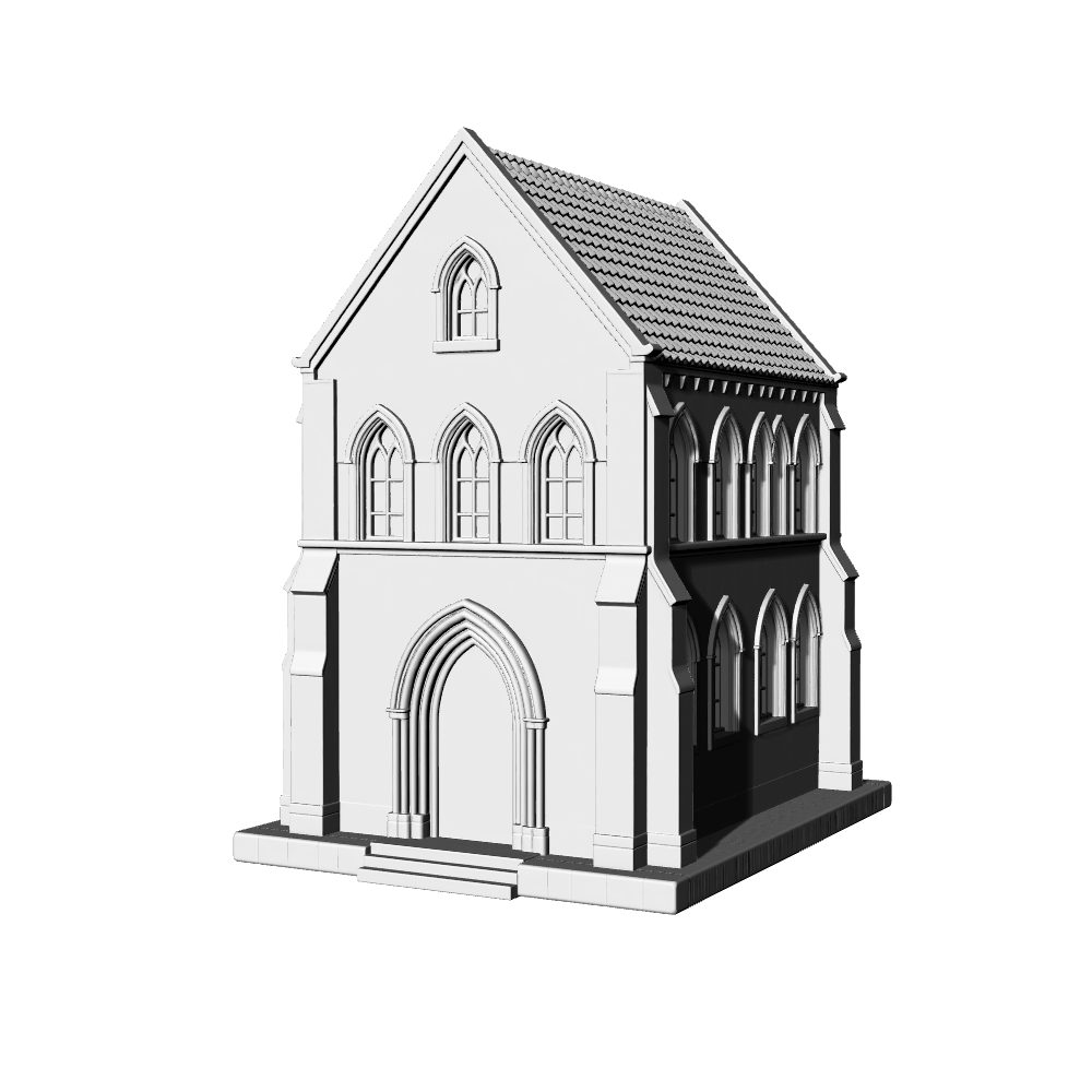 MRY-SFW LYTB539C Miniature Scene Building Model European Medieval Style Gothic Church Sand Table Scene Building 3D Printed Model