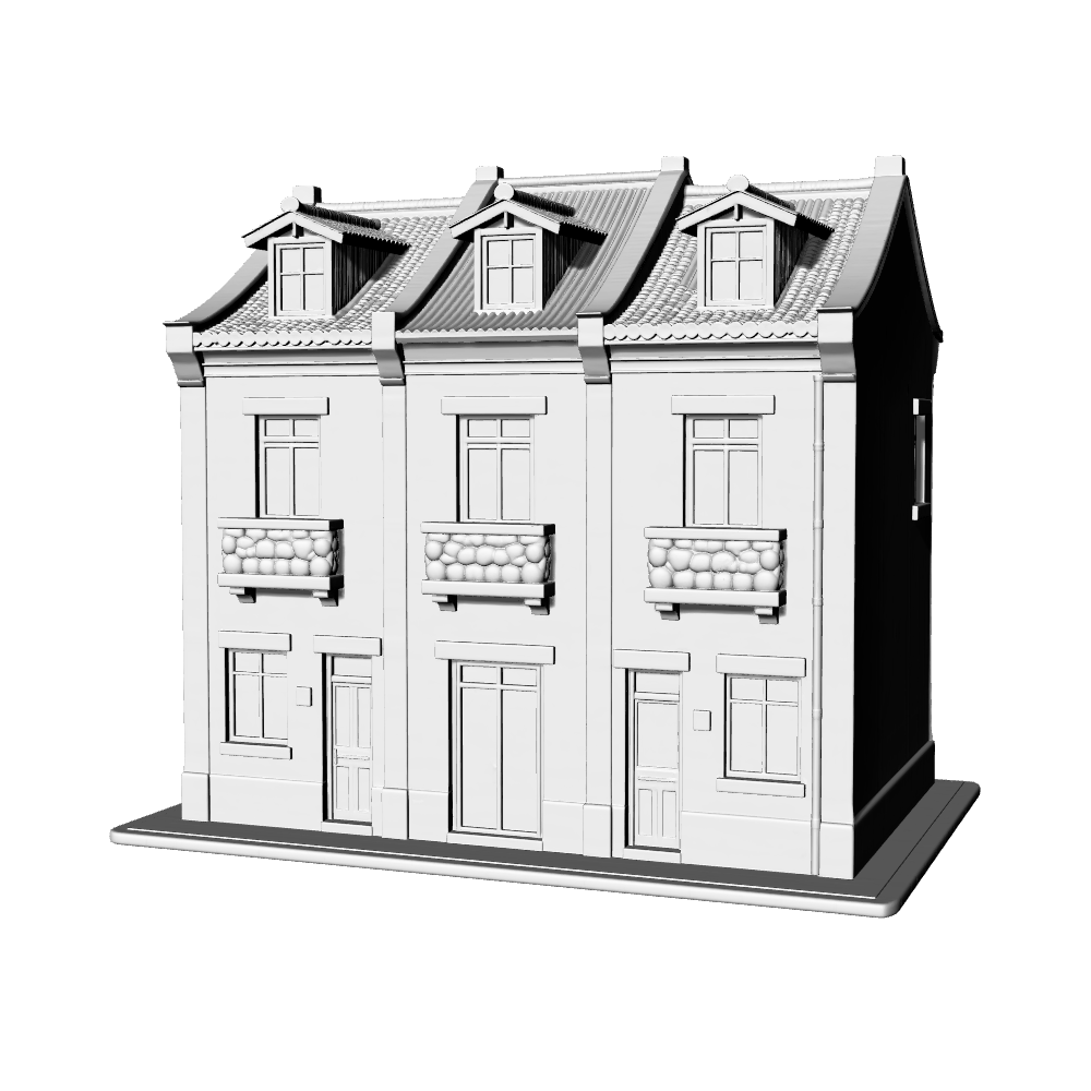 MRY-SFW LYTB545A Miniature Scene Building Model Old Shanghai Building Miniature Ornament Republic Of China Shikumen Style Row Villa 3D Printing Model