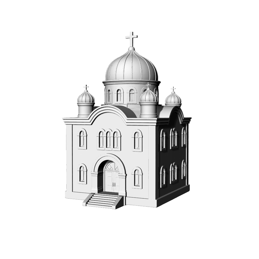 MRY-SFW LYTB548 Miniature Scene Building Model Russian Style Orthodox Church Onion Dome Religious Architecture 3D Printing Model