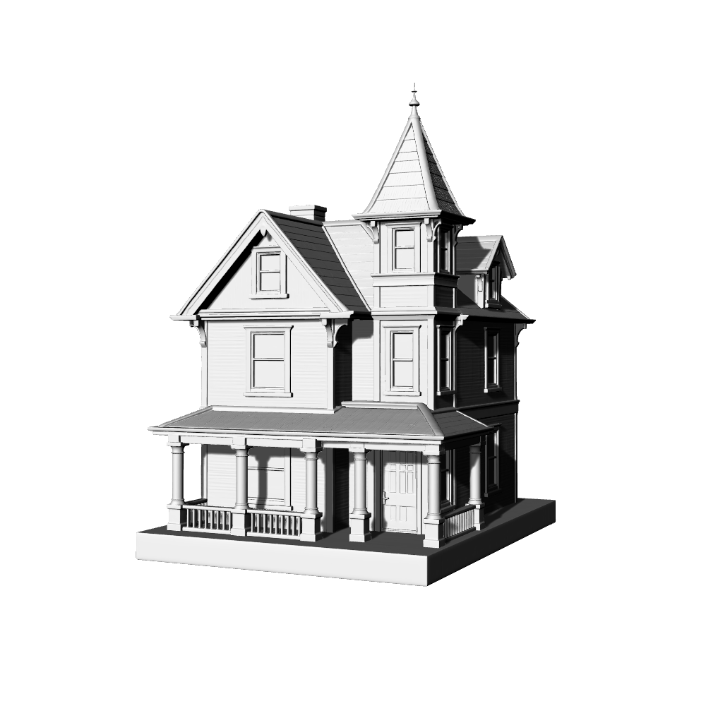 MRY-SFW LYTB550B Miniature Scene Building Model American Victorian Style Villa Retro Detached Residence Miniature Ornament 3D Printing Model