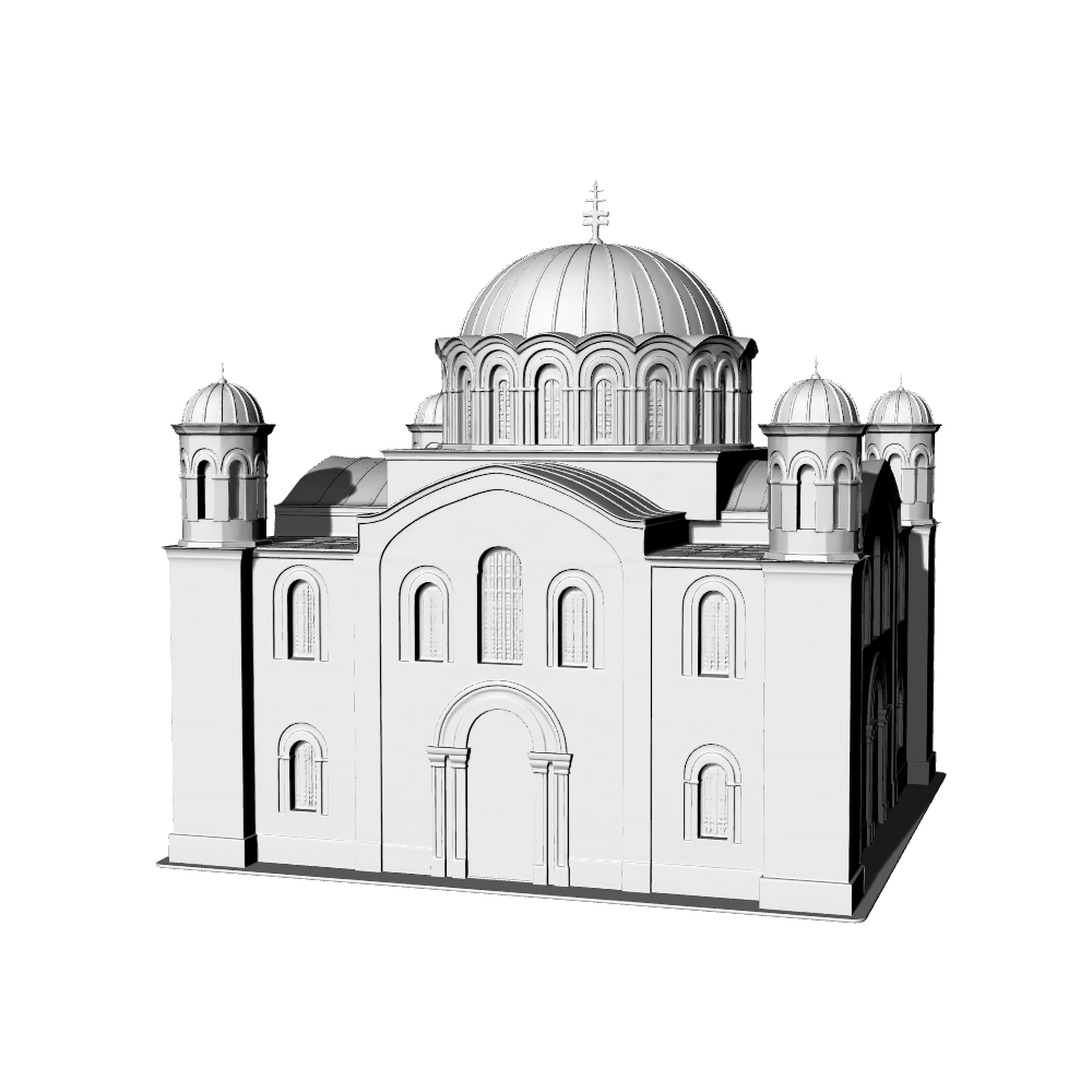 MRY-SFW LYTB552 Miniature Scene Building Model European Retro Religious Architecture Miniature Ornament Byzantine Style Orthodox Cathedral 3D Printing Model