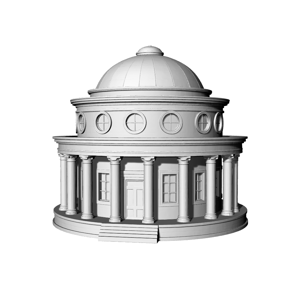 MRY-SFW LYTB557A Miniature Scene Building Model European Neoclassical Circular Dome Temple 3D Printing Model