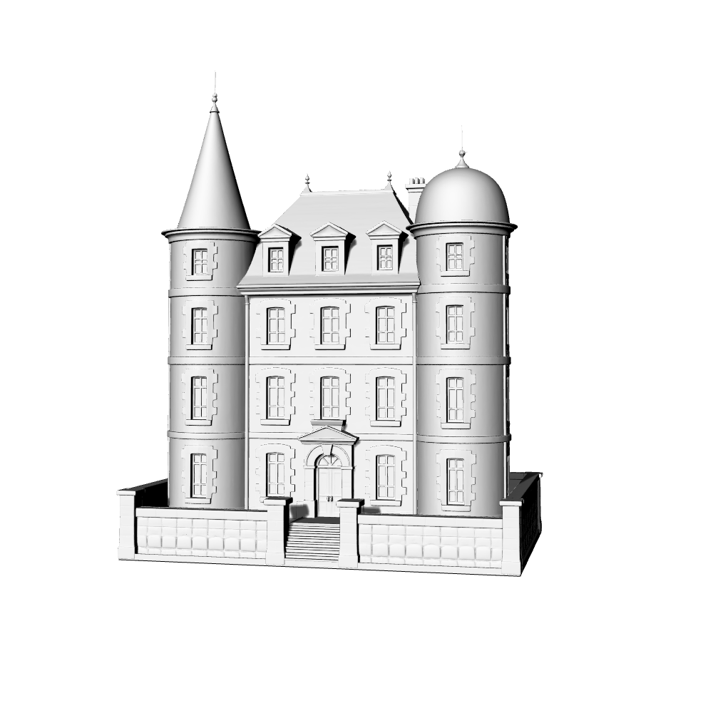 MRY-SFW LYTB562A Miniature Scene Building Model French Classical Manor Castle Sand Table Scene Ornament 3D Printed Building Model