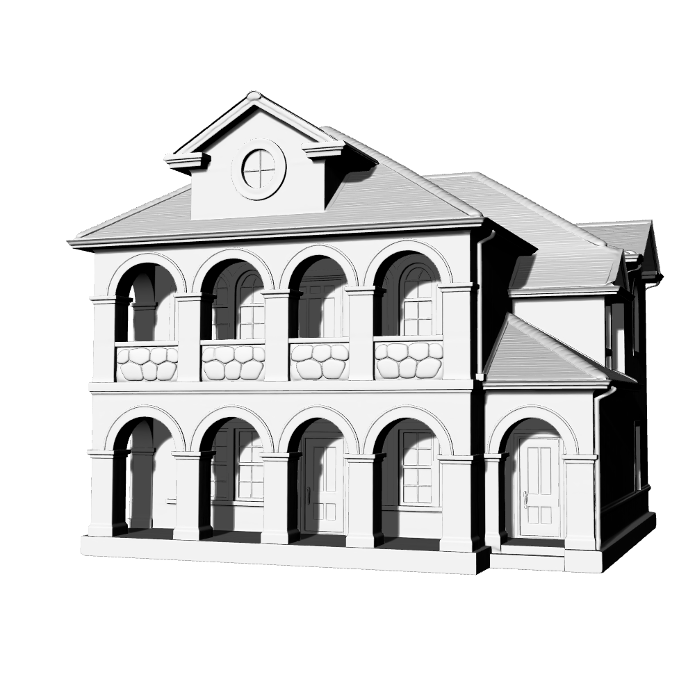 MRY-SFW LYTB566A Miniature Scene Building Model American Detached Villa Mediterranean Style Double Arcade Villa Ornament 3D Printed Model