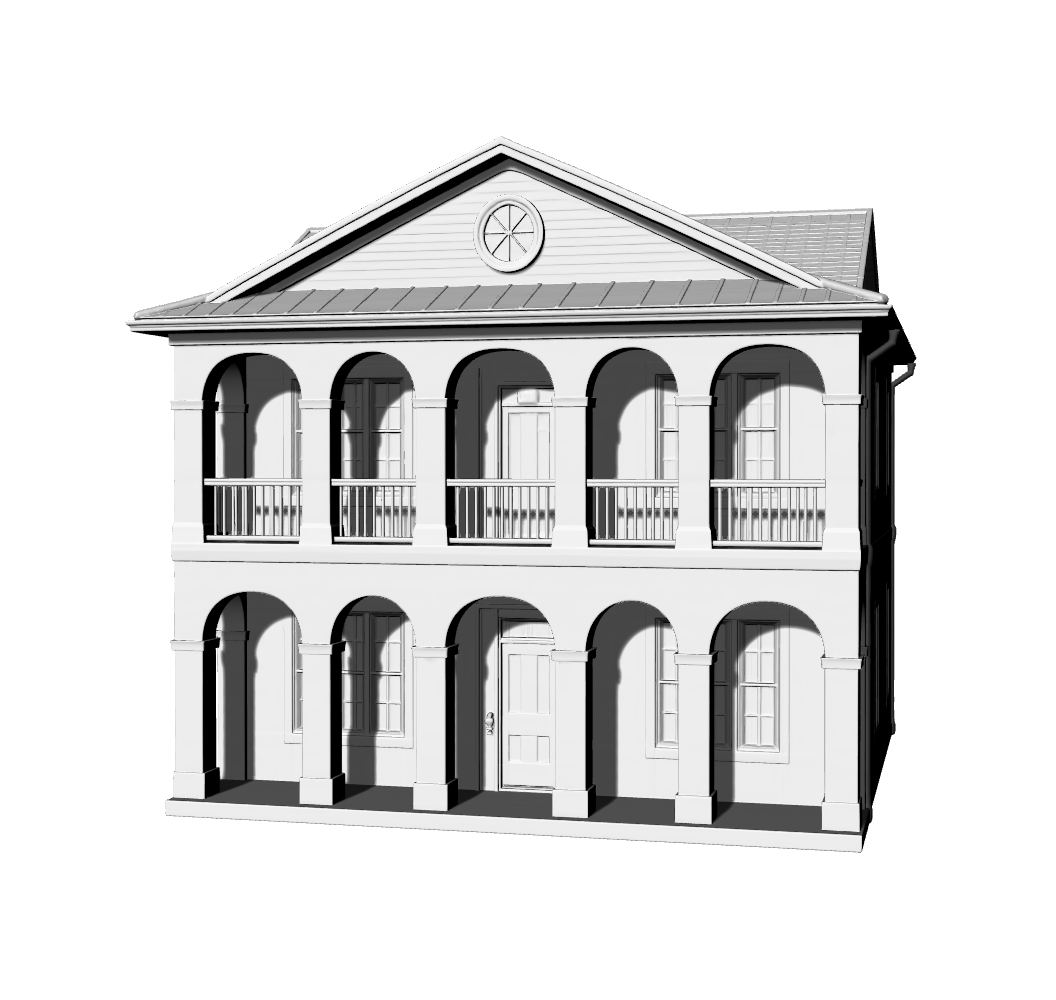 MRY-SFW LYTB566C Miniature Scene Building Model American Detached Villa Mediterranean Style Double Arcade Villa Ornament 3D Printed Model