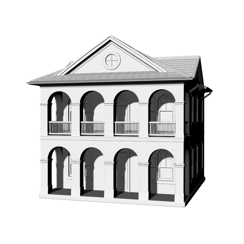 MRY-SFW LYTB566D Miniature Scene Building Model American Detached Villa Mediterranean Style Double Arcade Villa Ornament 3D Printed Model
