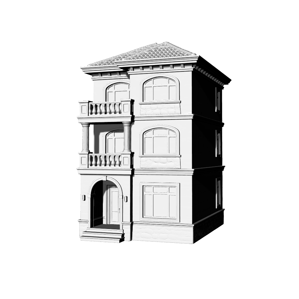 MRY-SFW LYTB575E Miniature Scene Building Model Spanish Colonial Style Building Model Mediterranean Arched Balcony Miniature Ornament Desktop Decoration 3D Printed Model
