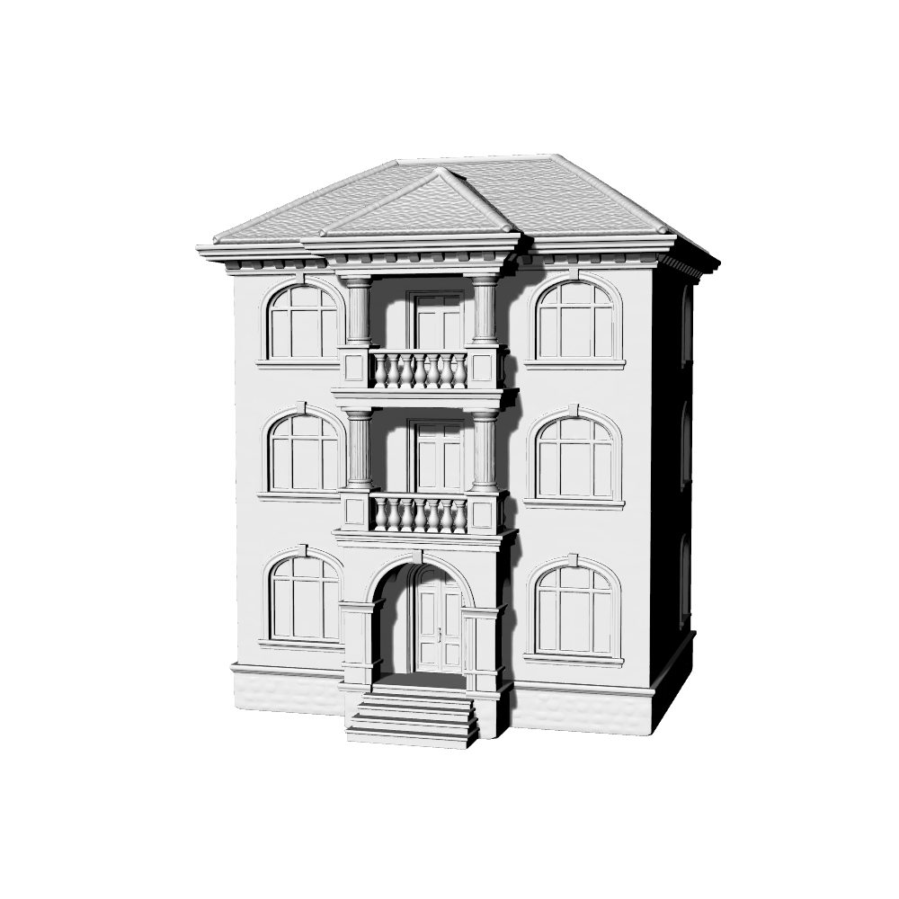 MRY-SFW LYTB575F Miniature Scene Building Model Spanish Colonial Style Building Model Mediterranean Arched Balcony Miniature Ornament Desktop Decoration 3D Printed Model