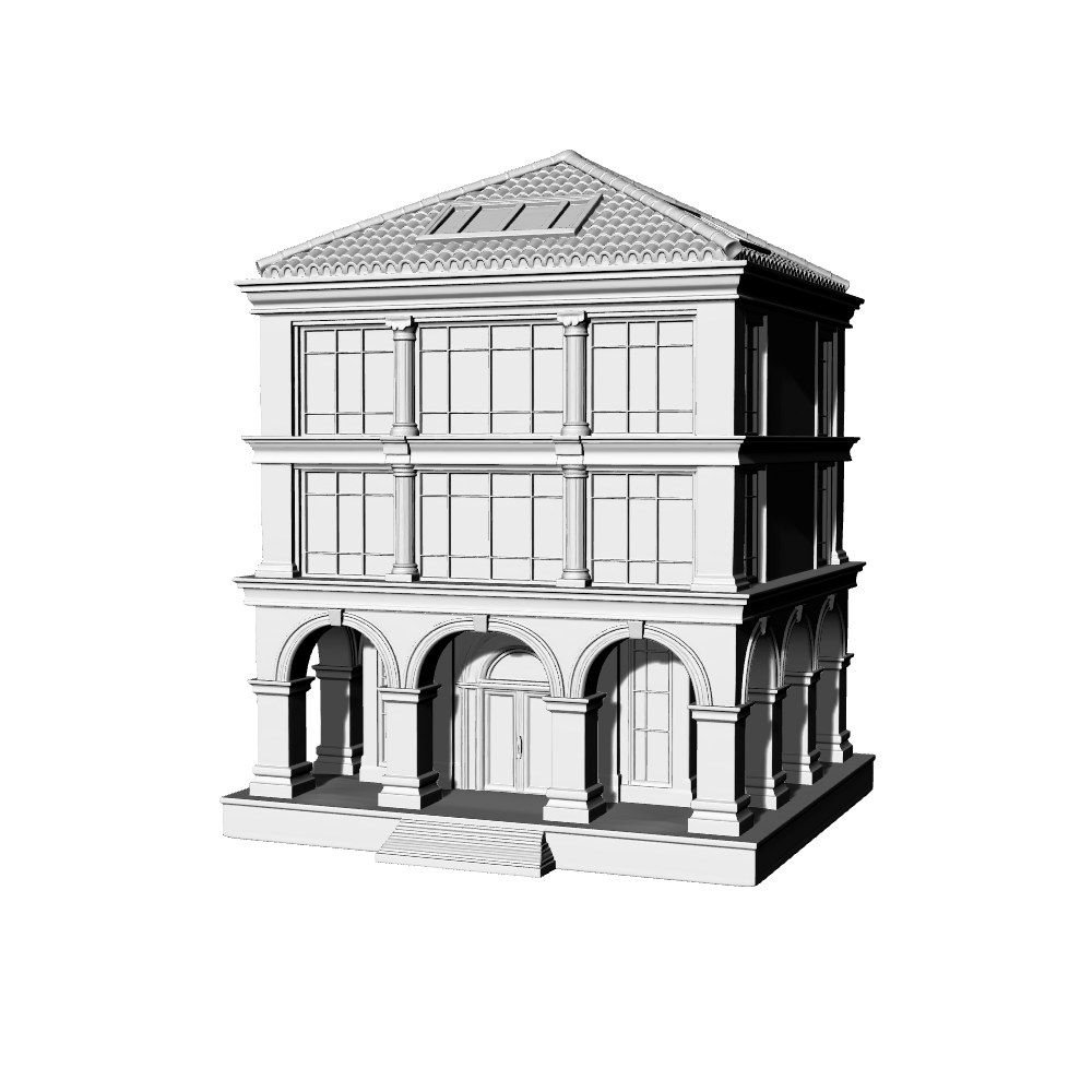 MRY-SFW LYTB579B Miniature Scene Building Model Neoclassical Public Building Model European Colonnade Arcade Miniature Ornament 3D Printed Model