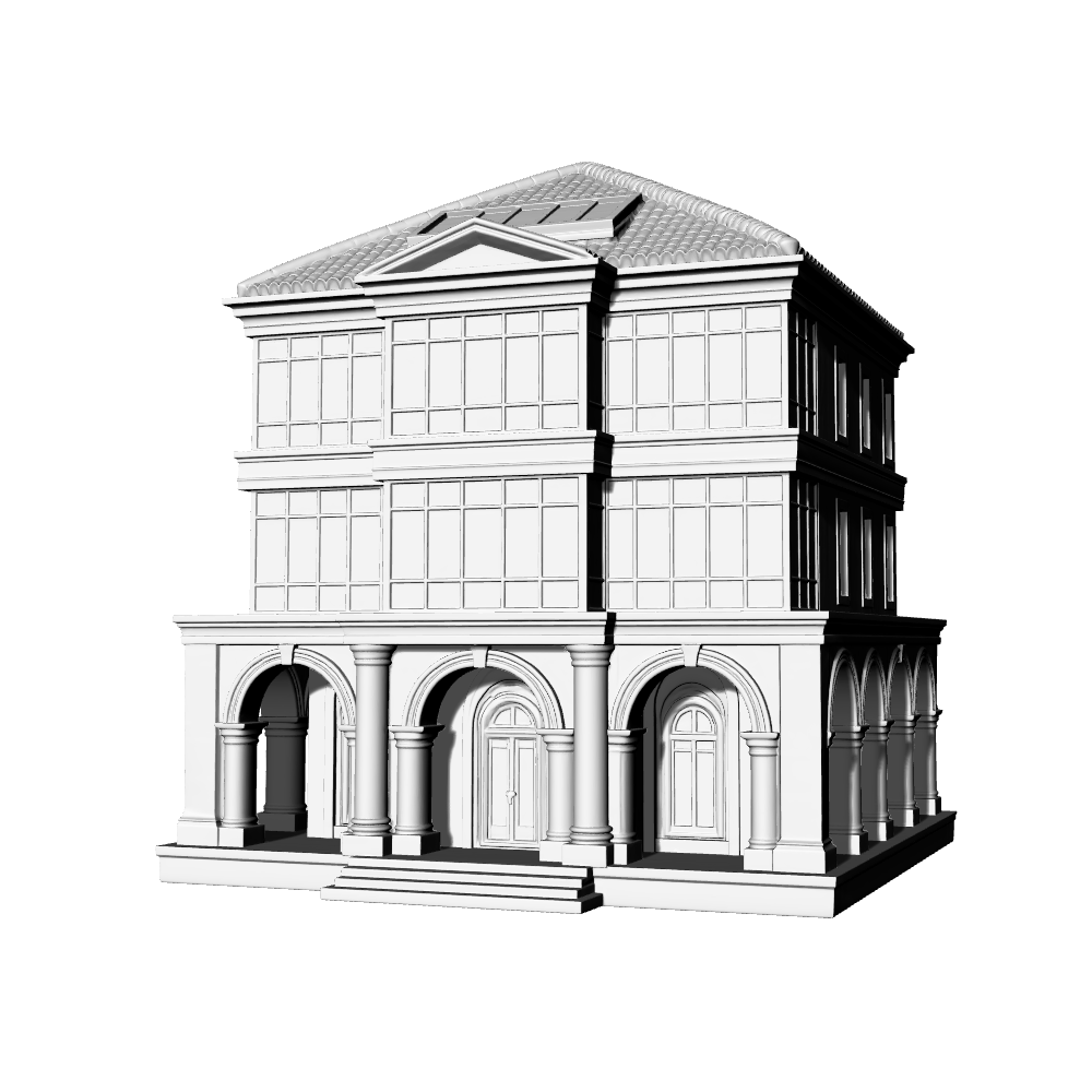 MRY-SFW LYTB579C Miniature Scene Building Model Neoclassical Public Building Model European Colonnade Arcade Miniature Ornament 3D Printed Model