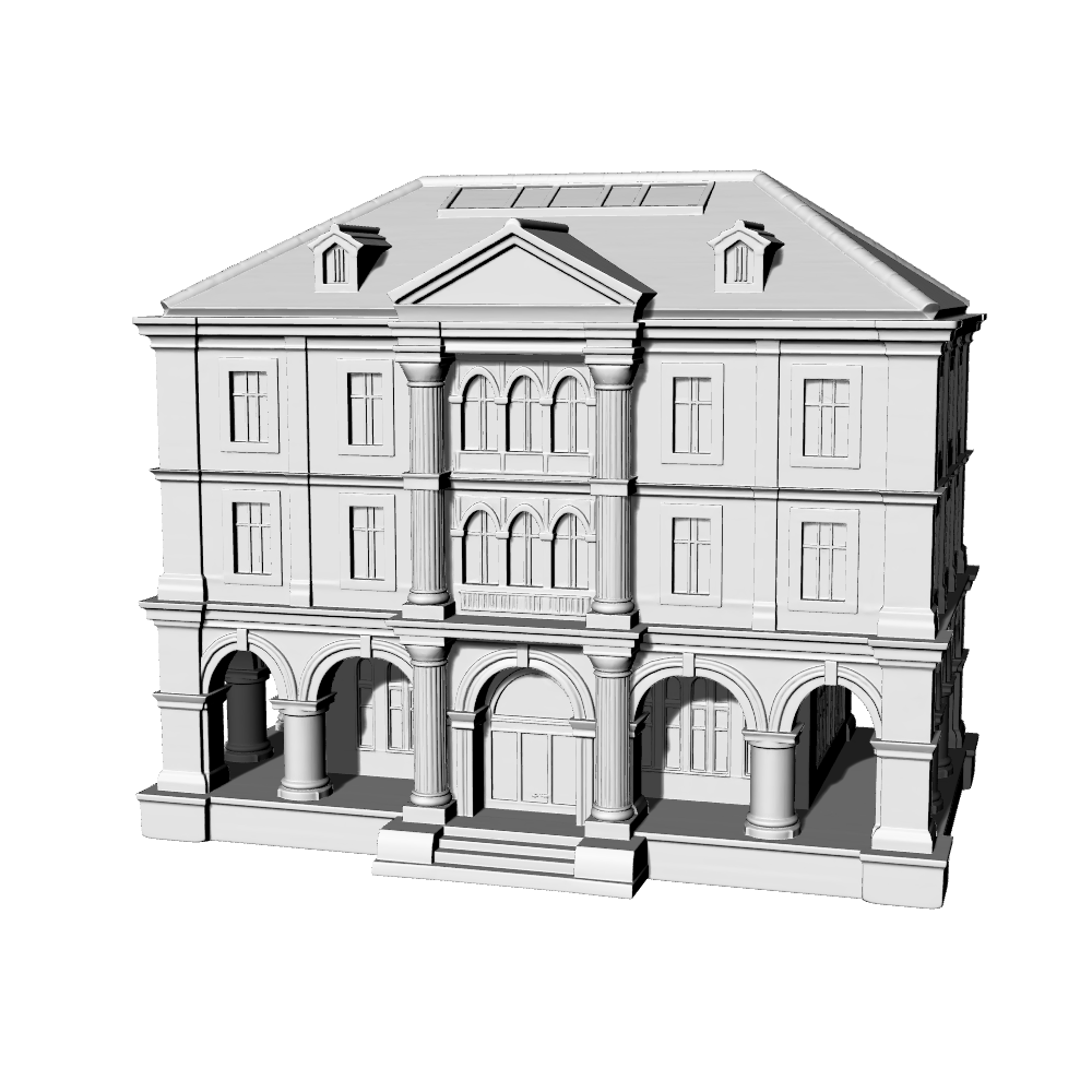 MRY-SFW LYTB579E Miniature Scene Building Model Neoclassical Public Building Model European Colonnade Arcade Miniature Ornament 3D Printed Model