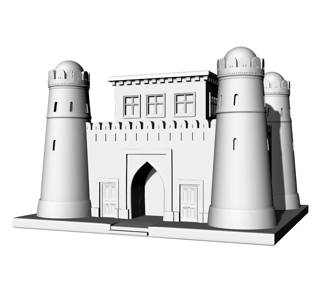 MRY-SFW LYTB586 Miniature Scene Building Model Central Asian Fort Gate Model Persian Style Tower Miniature Ornament Desktop Decoration 3D Printed Model