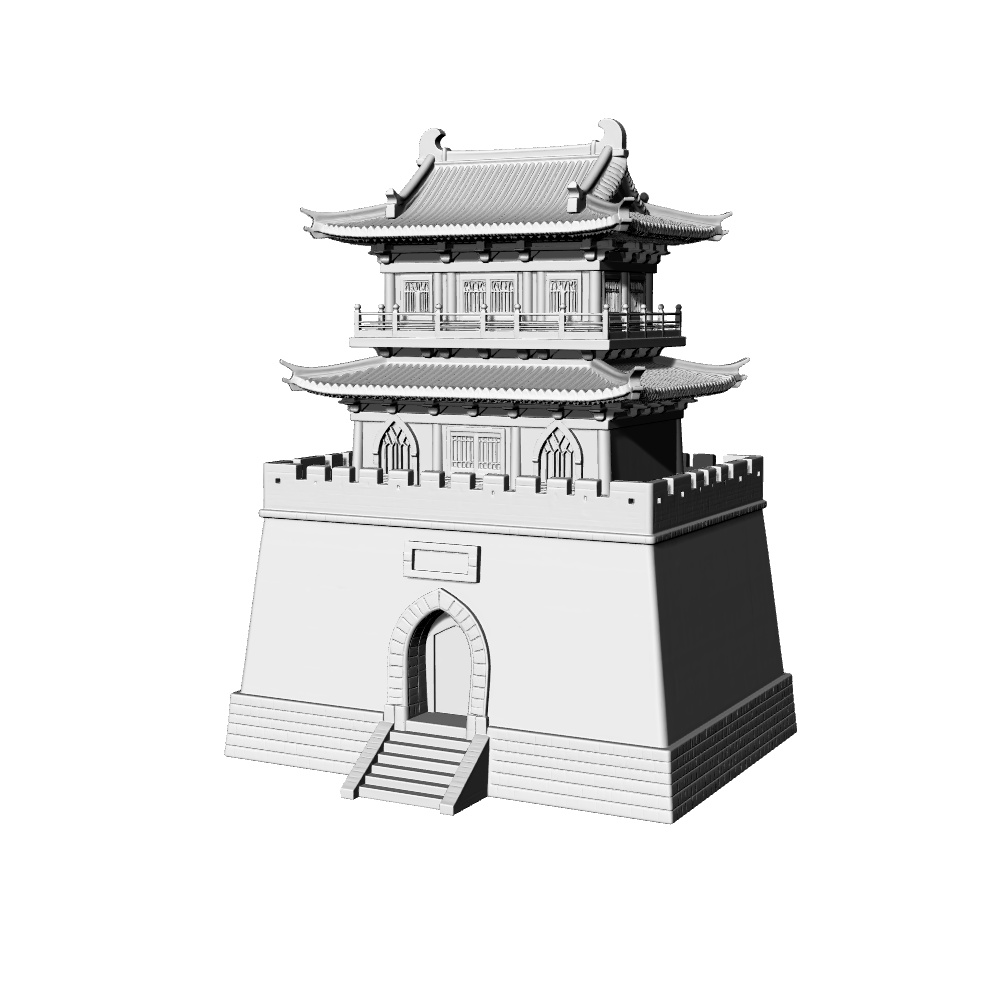 MRY-SFW LYTB587B Miniature Scene Building Model Chinese Style Ancient City Gate Building Model Oriental Pavilion City Gate Miniature Ornament 3D Printed Model