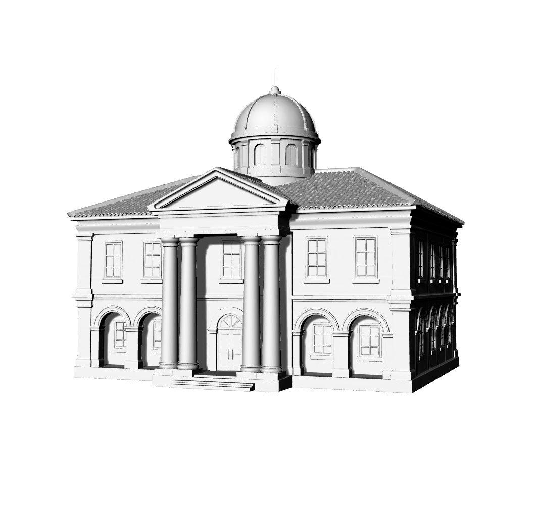 MRY-SFW LYTB589A Miniature Scene Building Model Neoclassical Public Building European Dome Town Hall Miniature Ornament Desktop Decoration 3D Printed Model