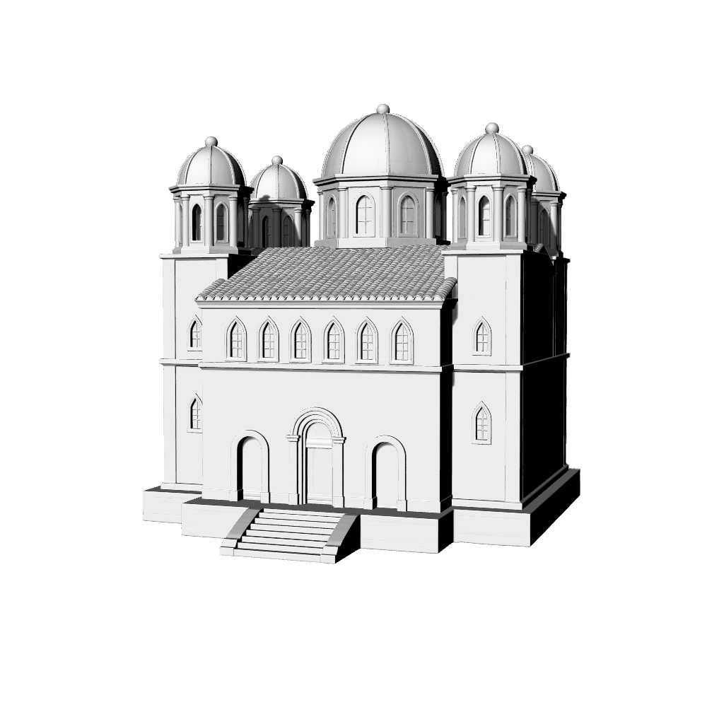 MRY-SFW LYTB594C Miniature Scene Building Model European Retro Building Medieval Byzantine Church Miniature Model Desktop Decoration 3D Printing Model
