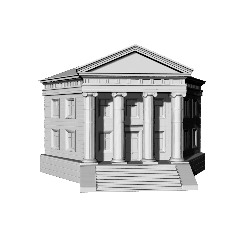 MRY-SFW LYTB595B Miniature Scene Building Model European Neoclassical Public Building Classical Courthouse Building Desktop Decoration 3D Printing Model