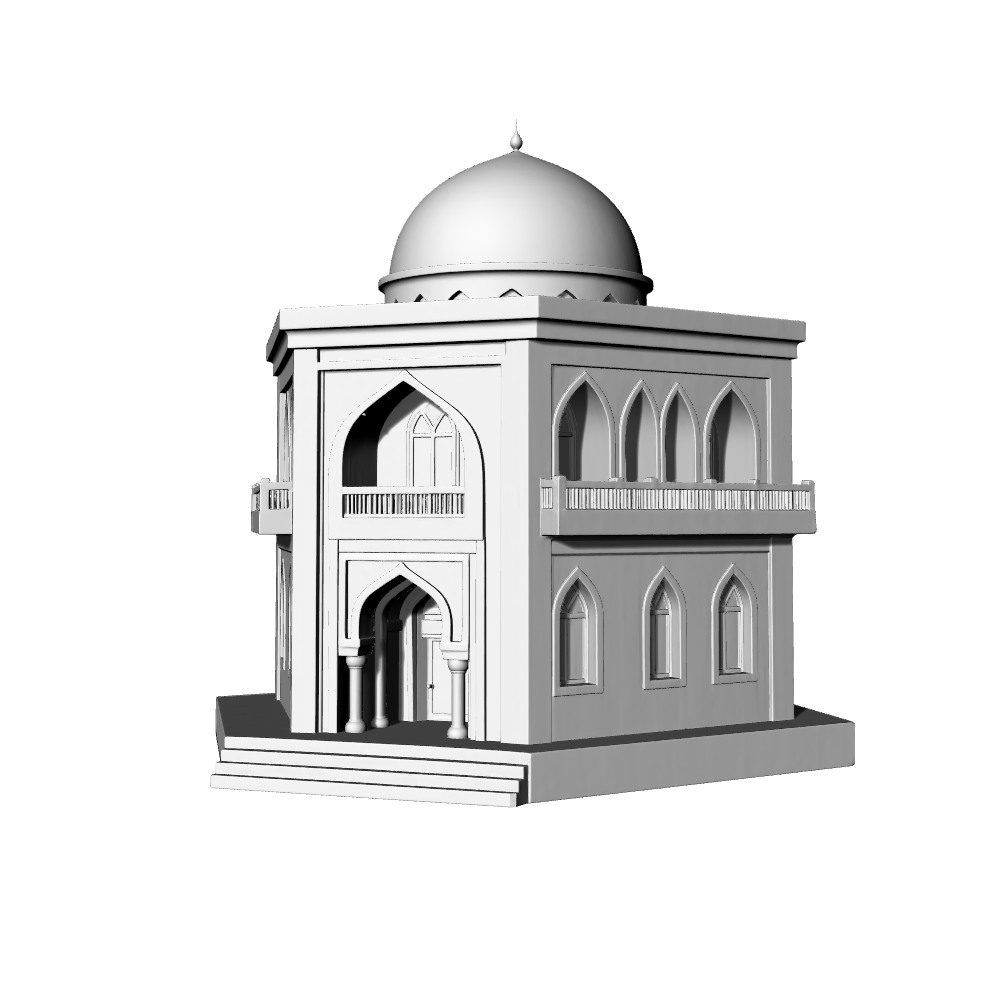 MRY-SFW LYTB596B Miniature Scene Building Model Islamic Style Dome Building Persian Mosque Miniature Ornament 3D Printing Model