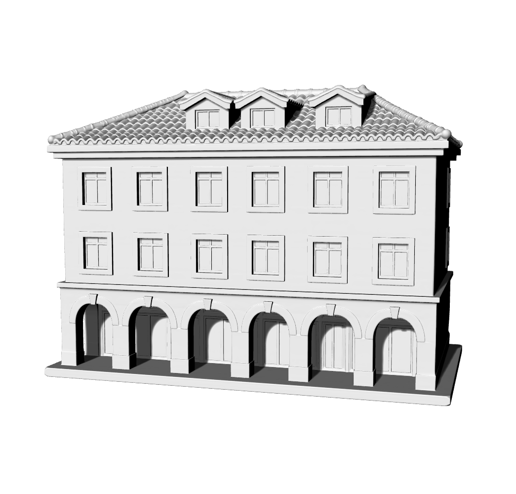 MRY-SFW LYTB598 Miniature Scene Building Model Southern European Style Townhouse Commercial Residential Building Mediterranean City Miniature Ornament 3D Printing Model
