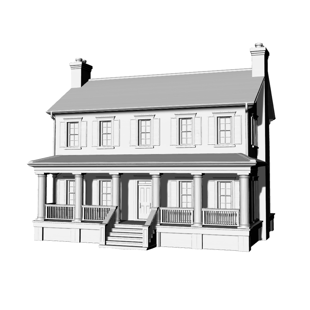MRY-SFW LYTB599E Miniature Scene Building Model American Colonial Revival Style Two Story House Modern Farmhouse Style House Desktop Decoration 3D Printing Model