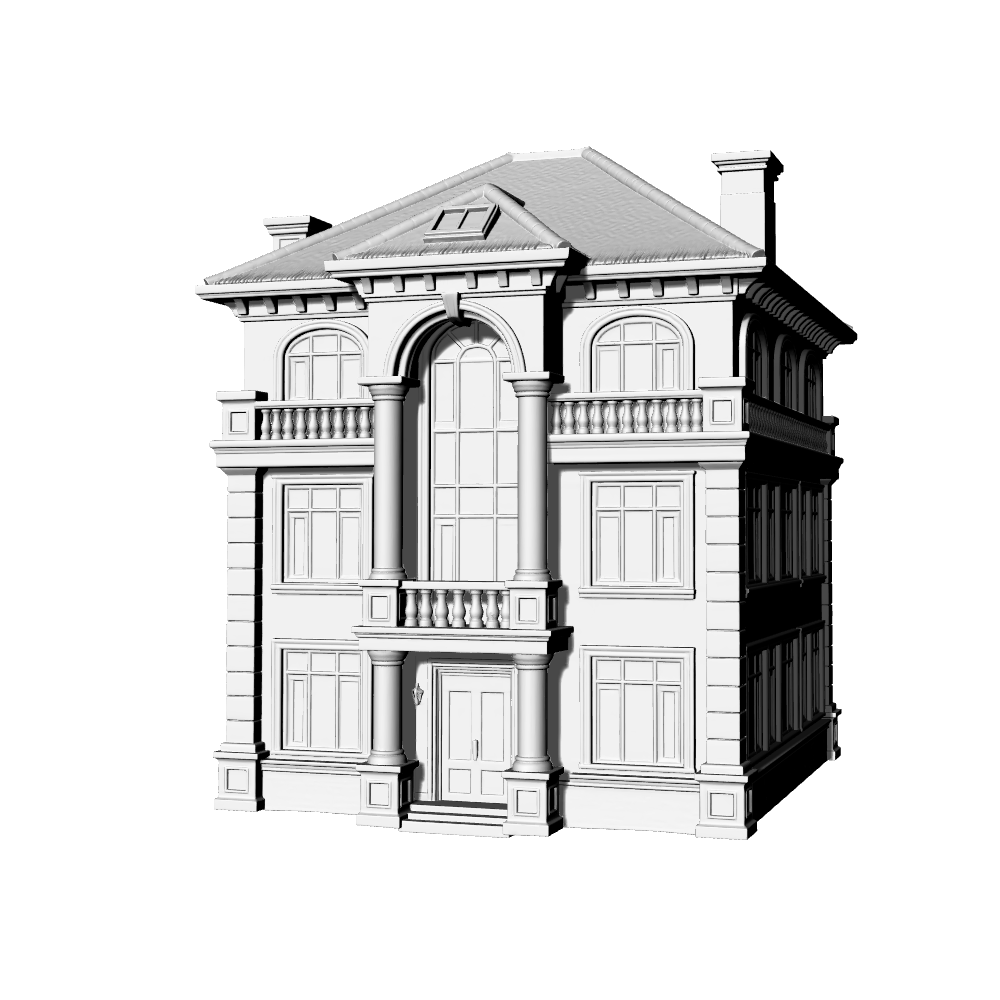MRY-SFW LYTB600C Miniature Scene Building Model French Neoclassical Style Classic French Single Family House Building Desktop Decoration 3D Printing Model