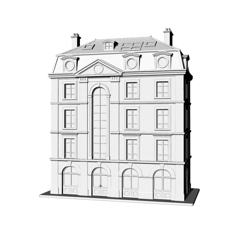 MRY-SFW LYTB600D Miniature Scene Building Model French Neoclassical Style Classic French Single Family House Building Desktop Decoration 3D Printing Model